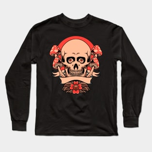 mushroom skull tattoo Long Sleeve T-Shirt